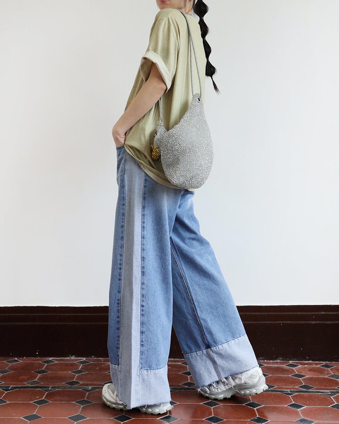 Wide Leg Patch Jeans (Size S-XL)