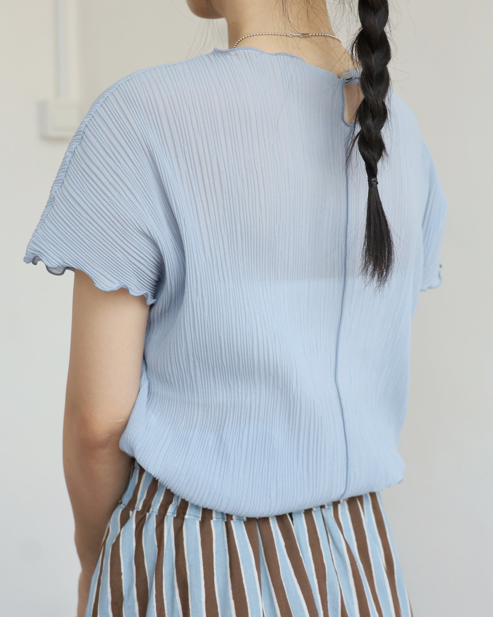 Ruffle Trim Crinkle Top (4 colors)