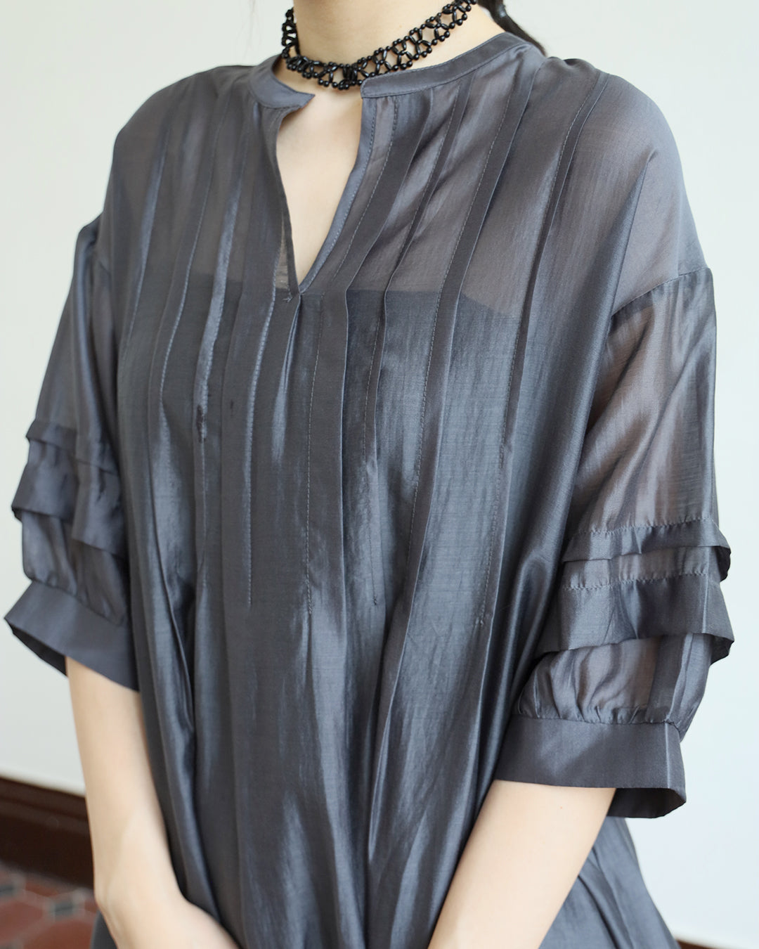 JAPAN BRAND - Pintuck Details Silky Blouse