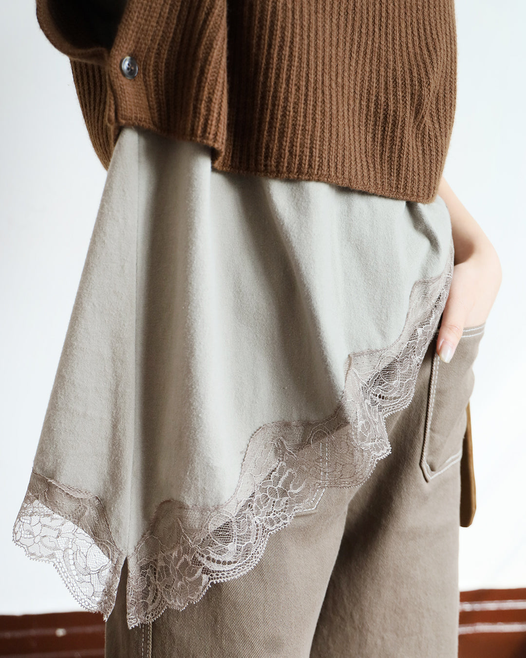 Asymmetric Lace Trim Top (4 color)