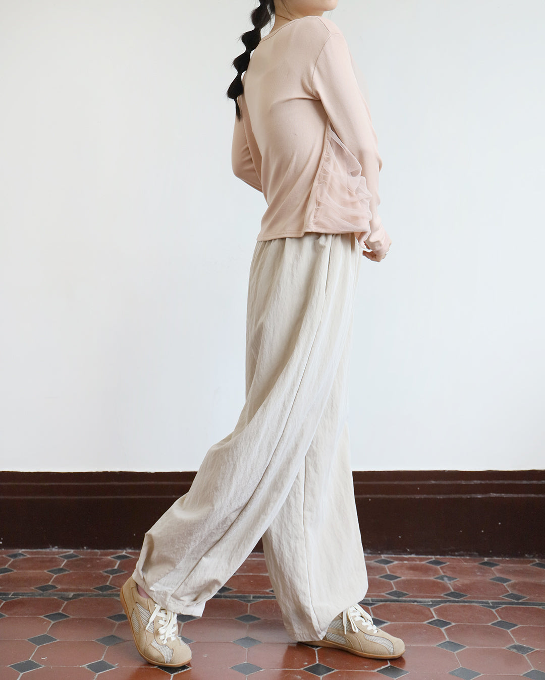 Ruched Mesh Cardigan