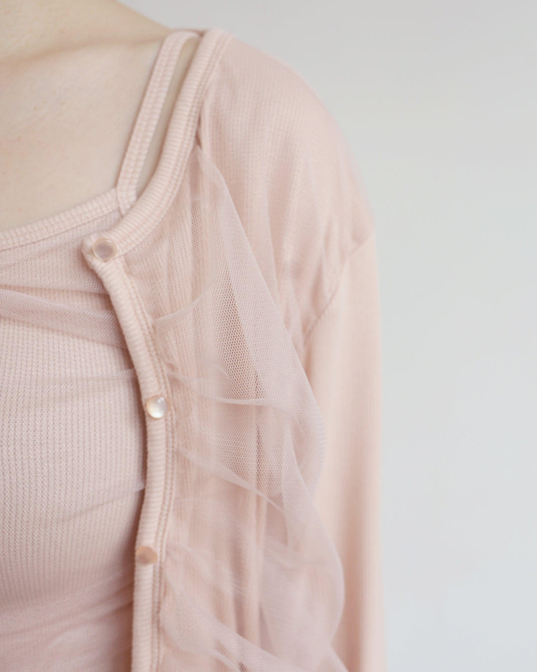 Ruched Mesh Cardigan