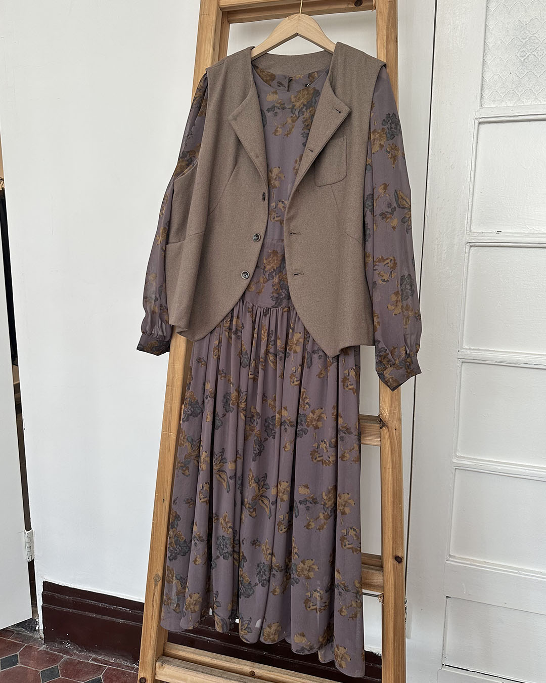 Floral Drawstring Chiffon Dress (3 color)