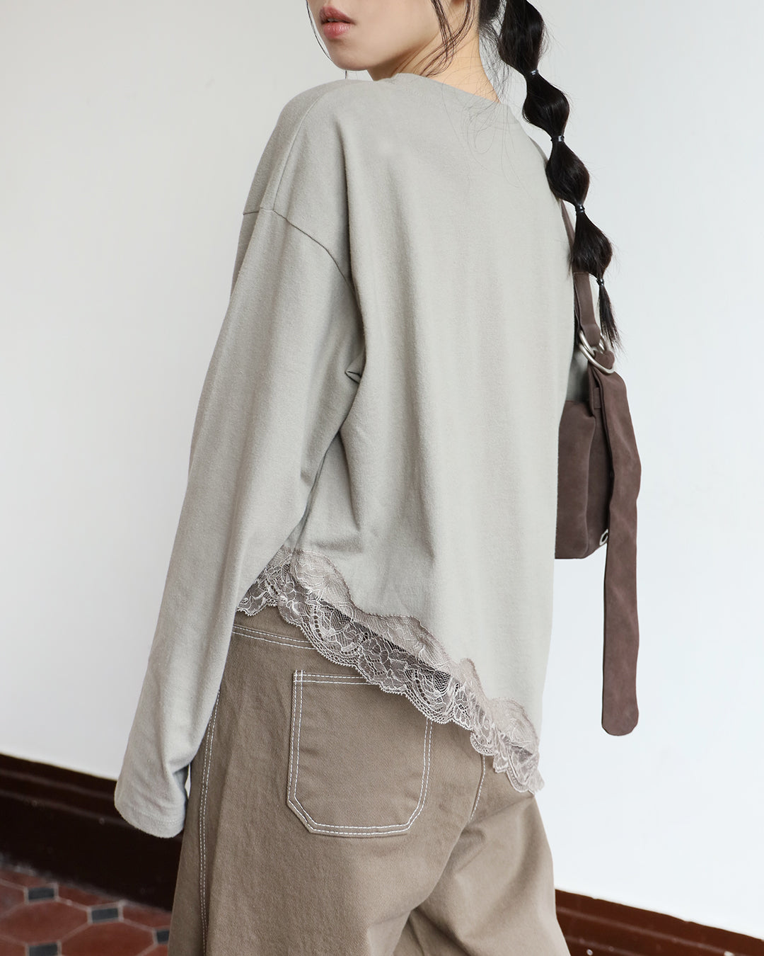 Asymmetric Lace Trim Top (4 color)