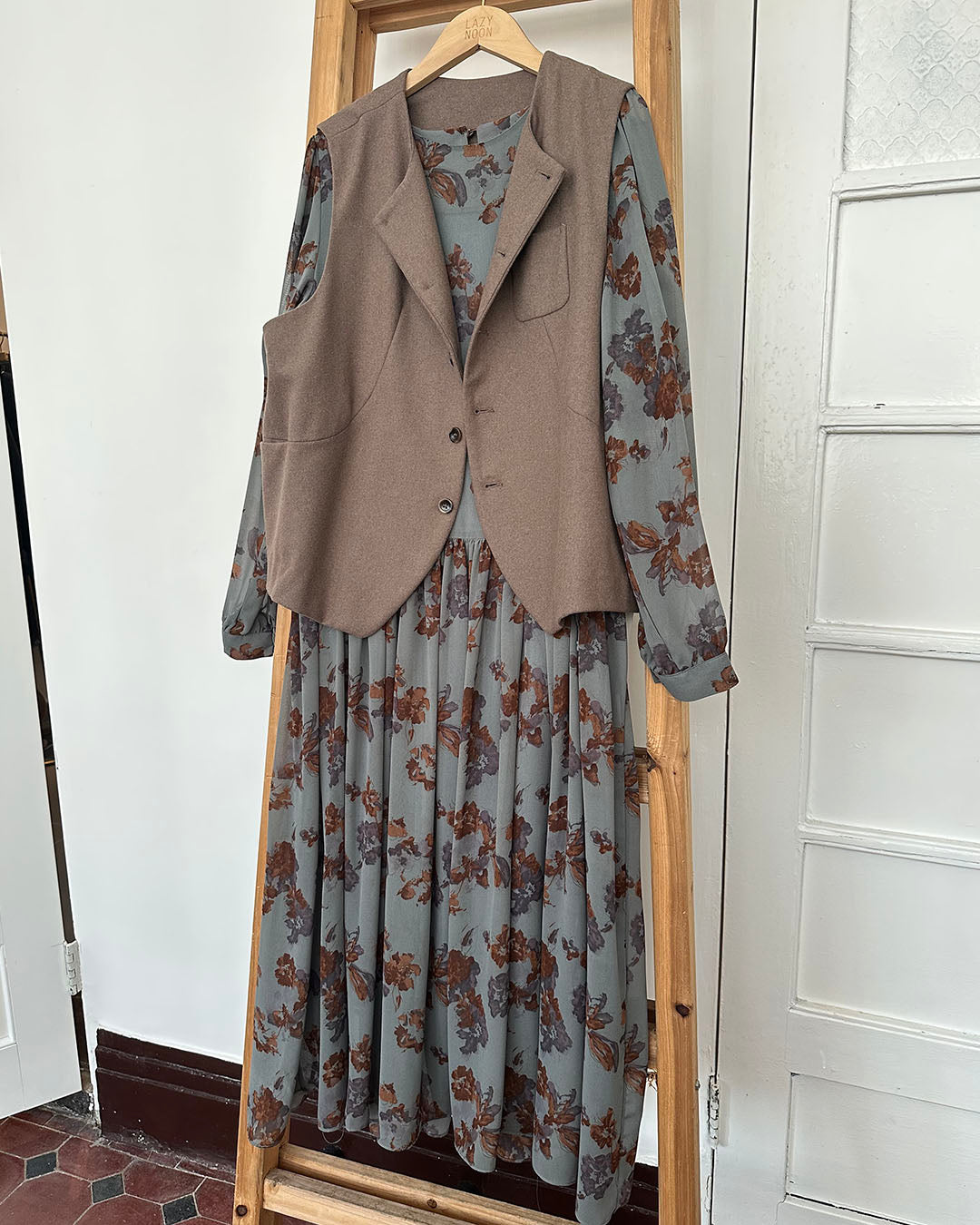 Floral Drawstring Chiffon Dress (3 color)