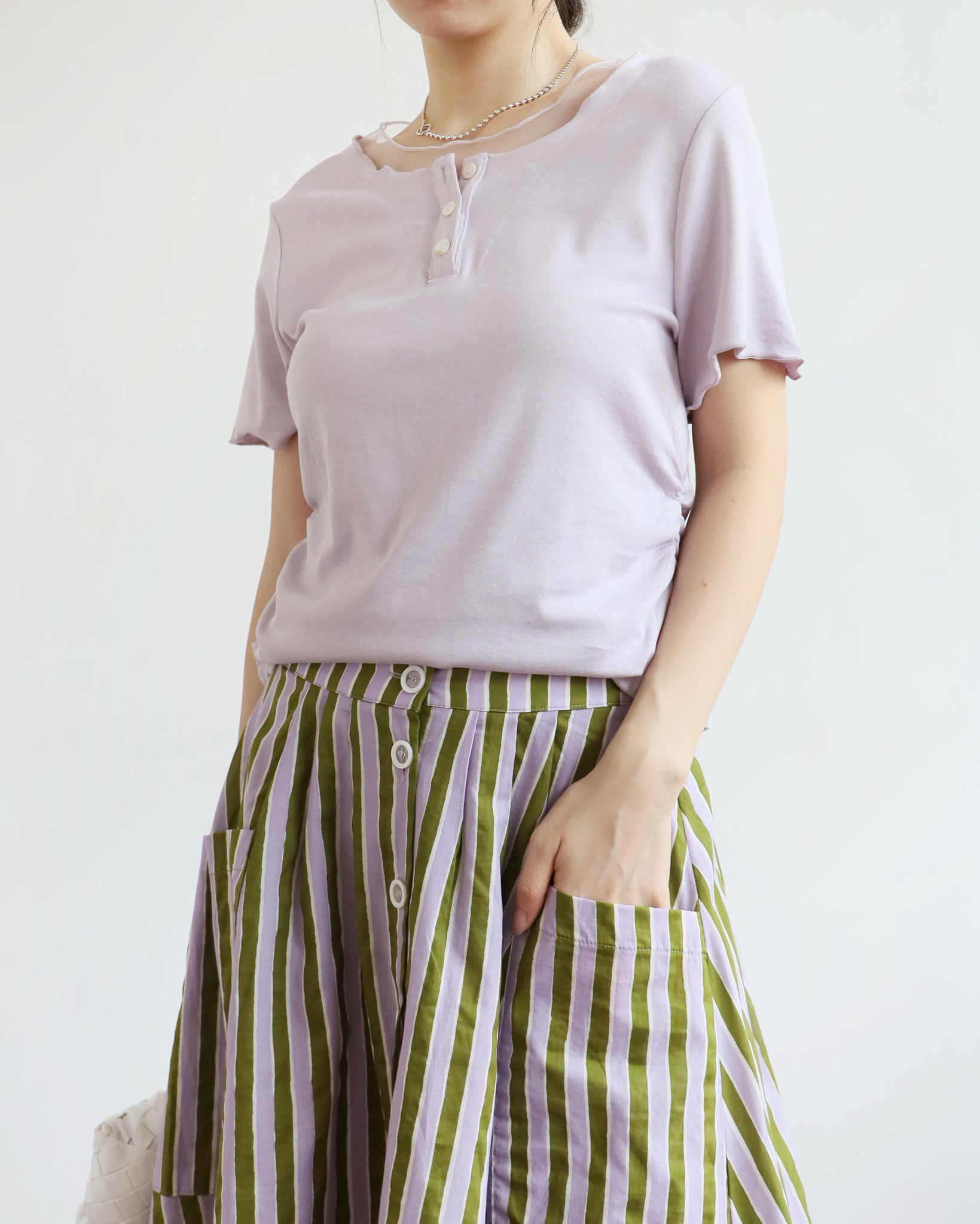 Mesh Trim Henley Top (4 colors)