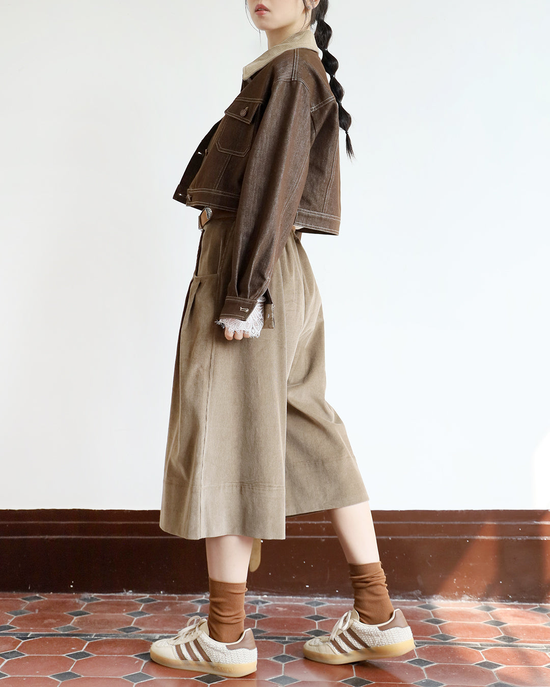 Corduroy Collar Denim Jacket (2 Colors)