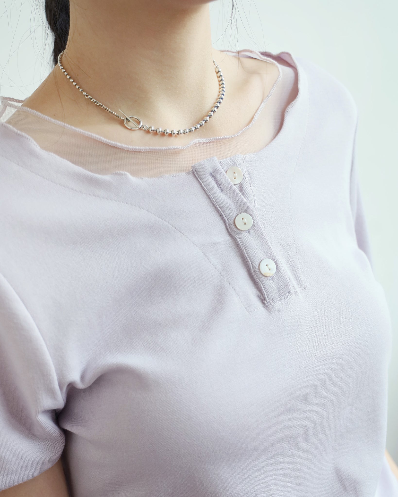 Mesh Trim Henley Top (4 colors)