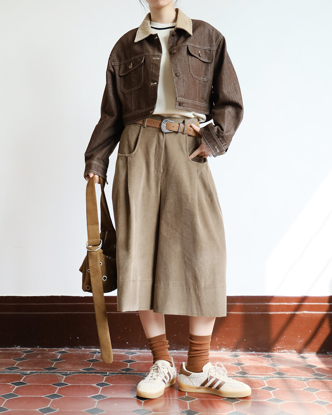 Corduroy Collar Denim Jacket (2 Colors)