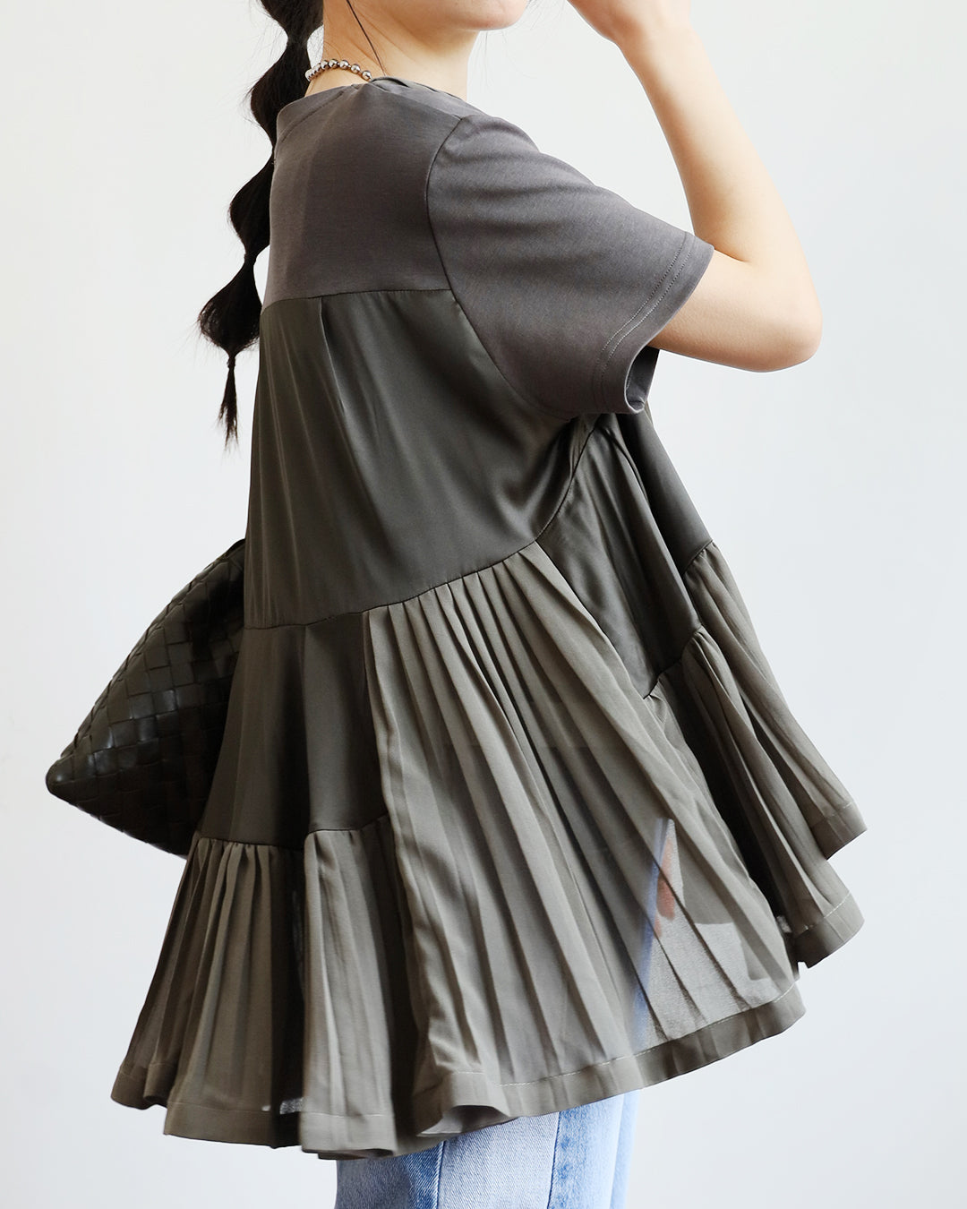 Mix Fabric Pleated Top (3 colors)