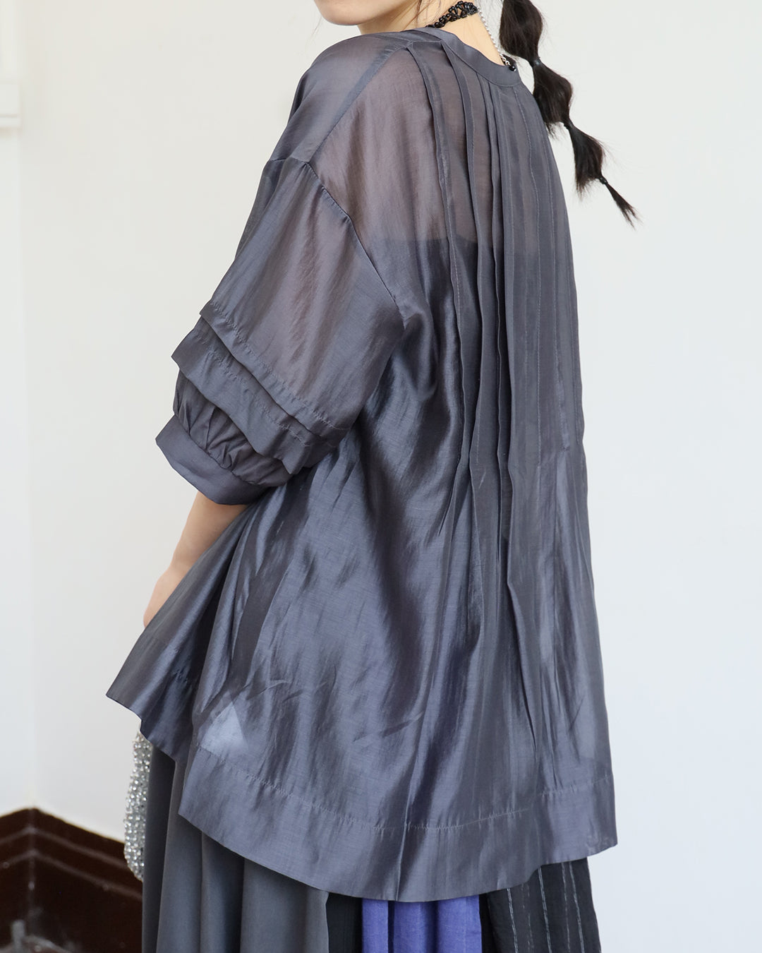 JAPAN BRAND - Pintuck Details Silky Blouse