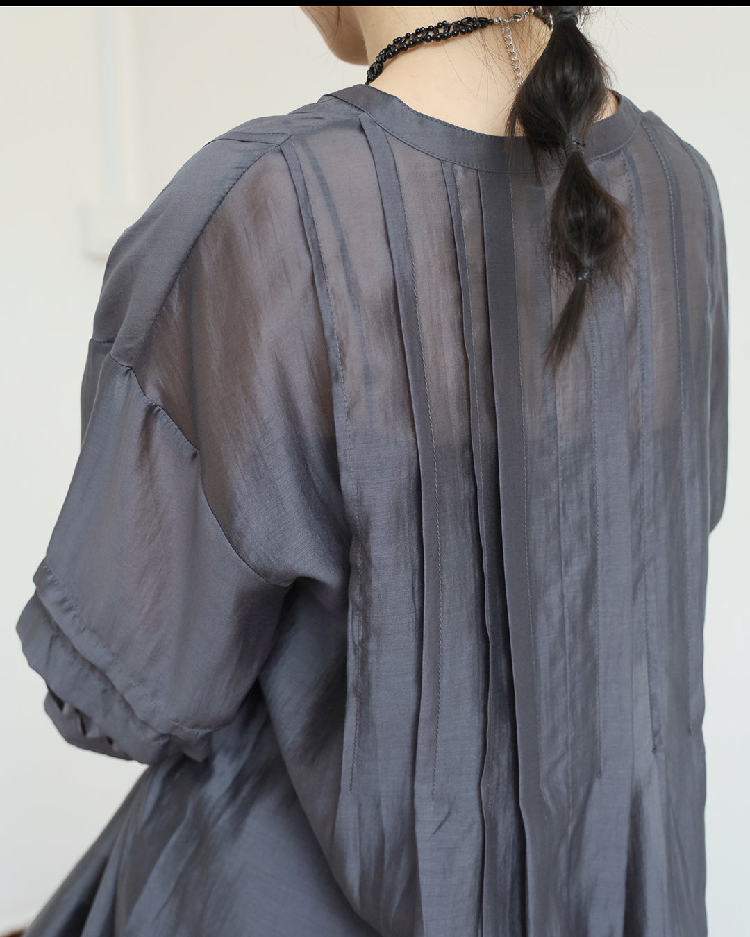 JAPAN BRAND - Pintuck Details Silky Blouse