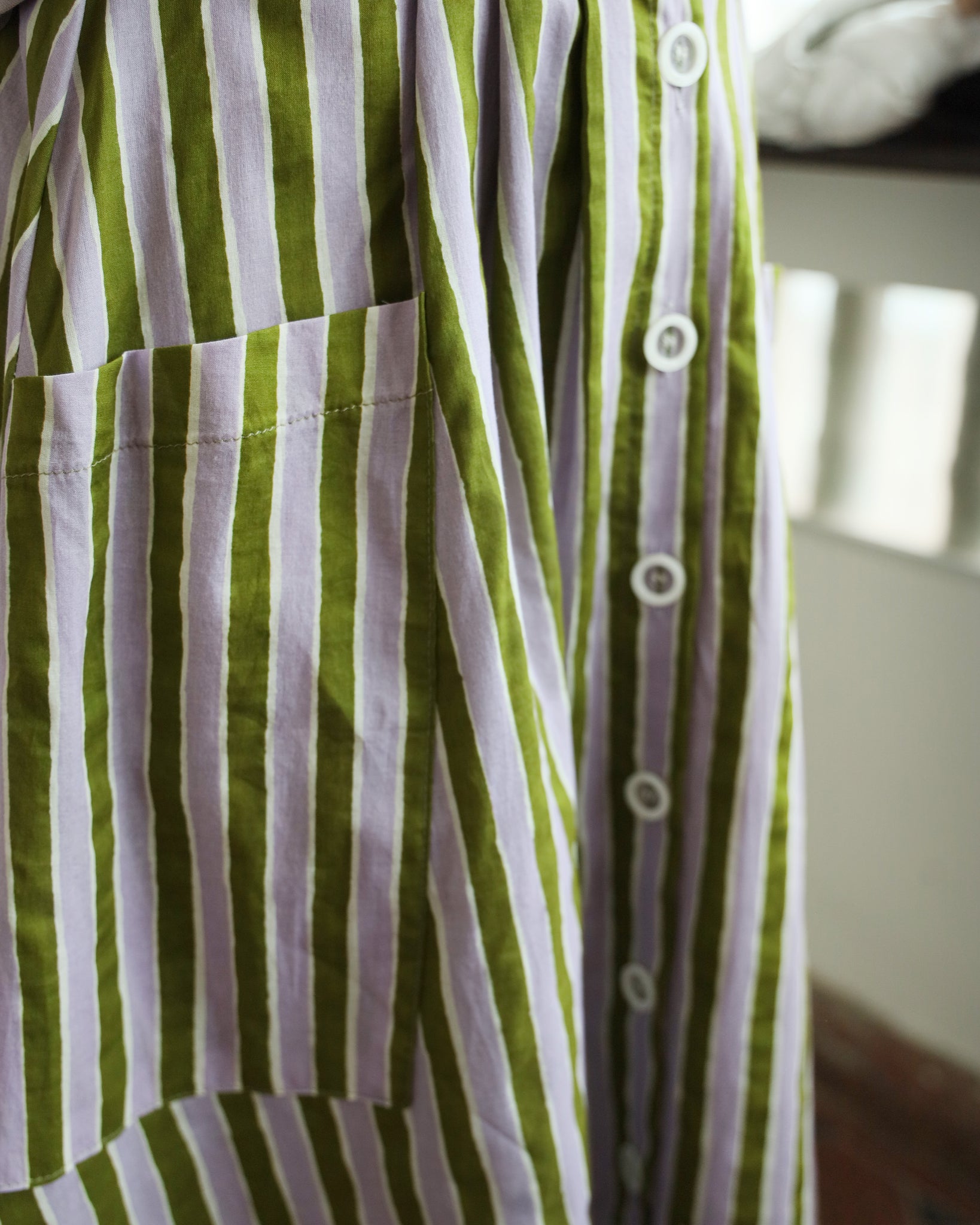 Button Through Striped Skirt (2 colors)
