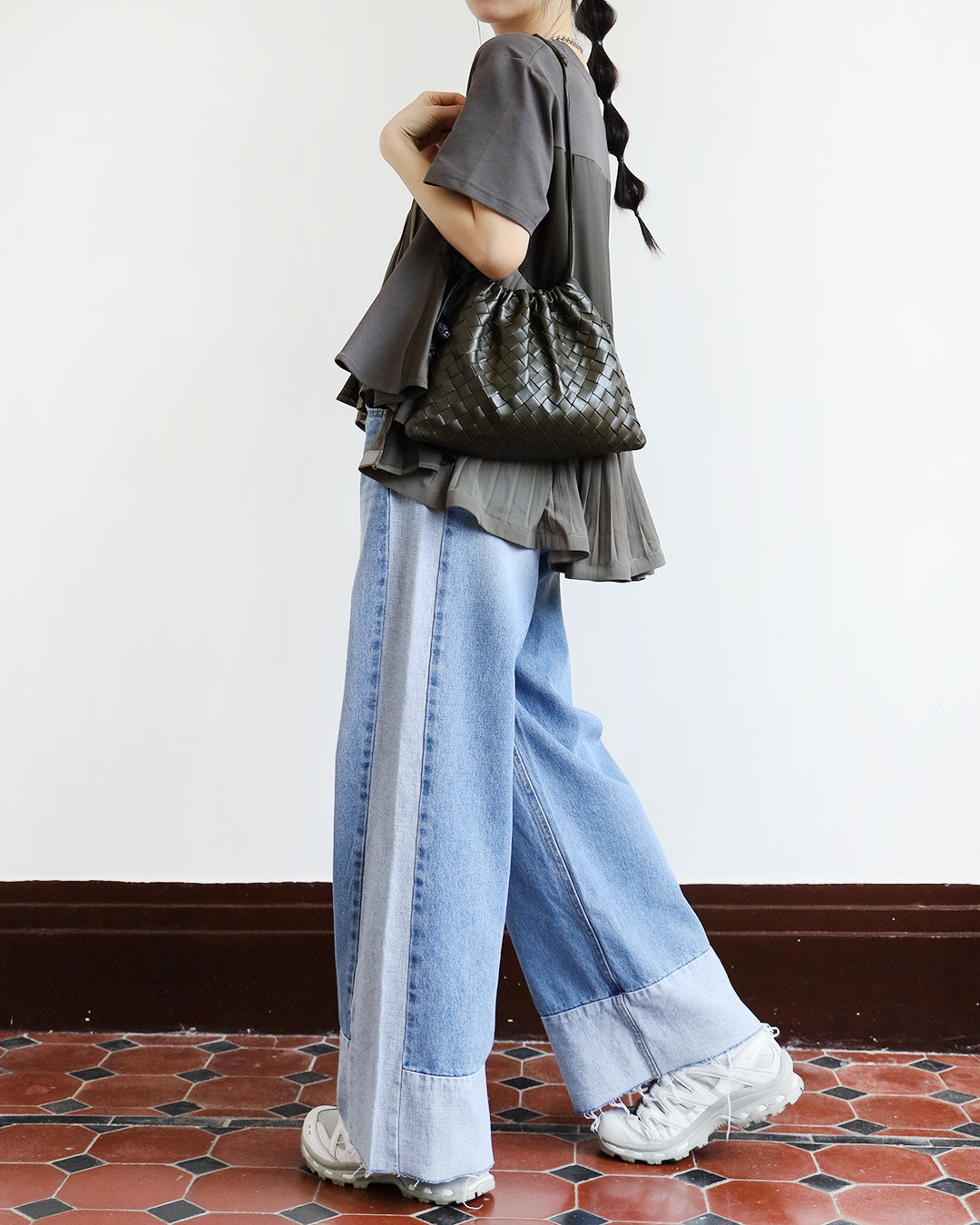 Wide Leg Patch Jeans (Size S-XL)