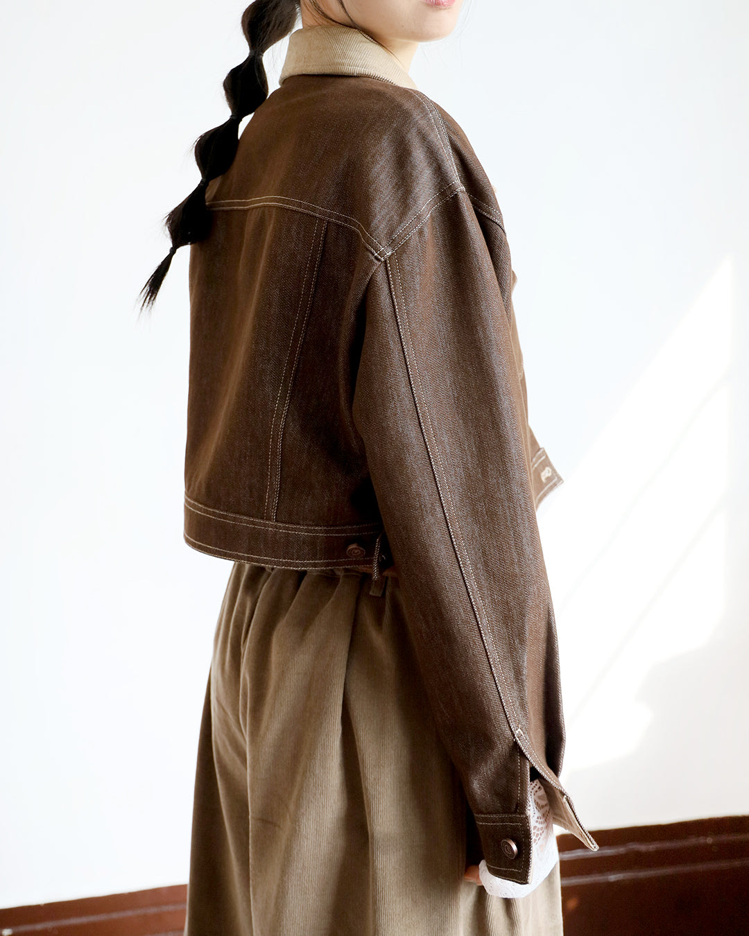 Corduroy Collar Denim Jacket (2 Colors)