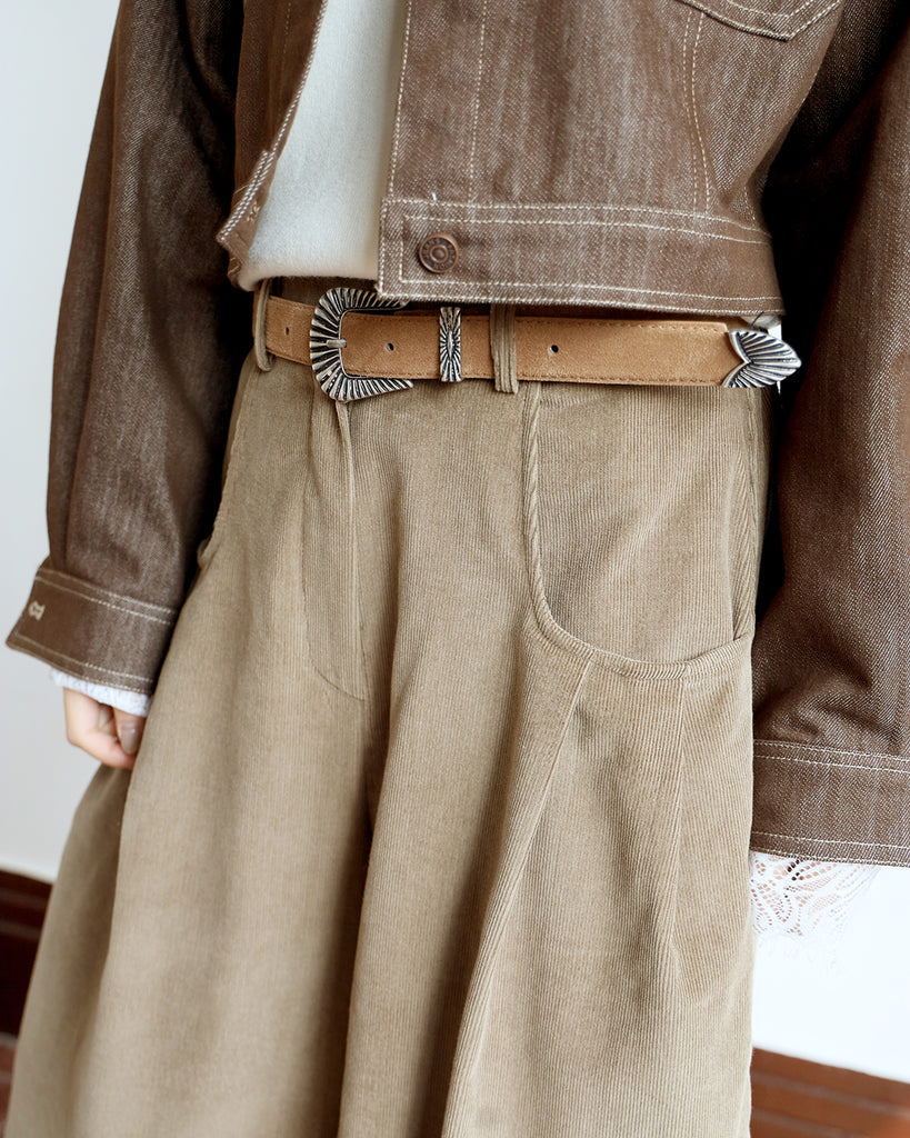 Western Buckles Suede Belt (2 color)