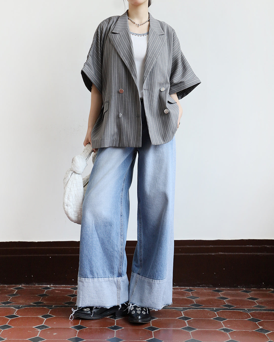 Wide Leg Patch Jeans (Size S-XL)
