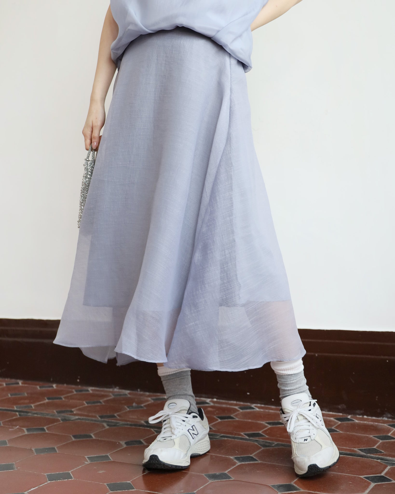 Mesh Layer Skater Skirt (2 colors)