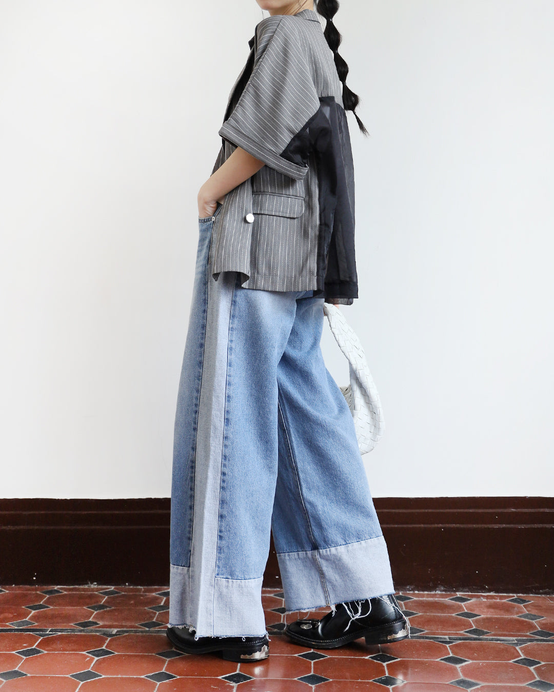 Wide Leg Patch Jeans (Size S-XL)