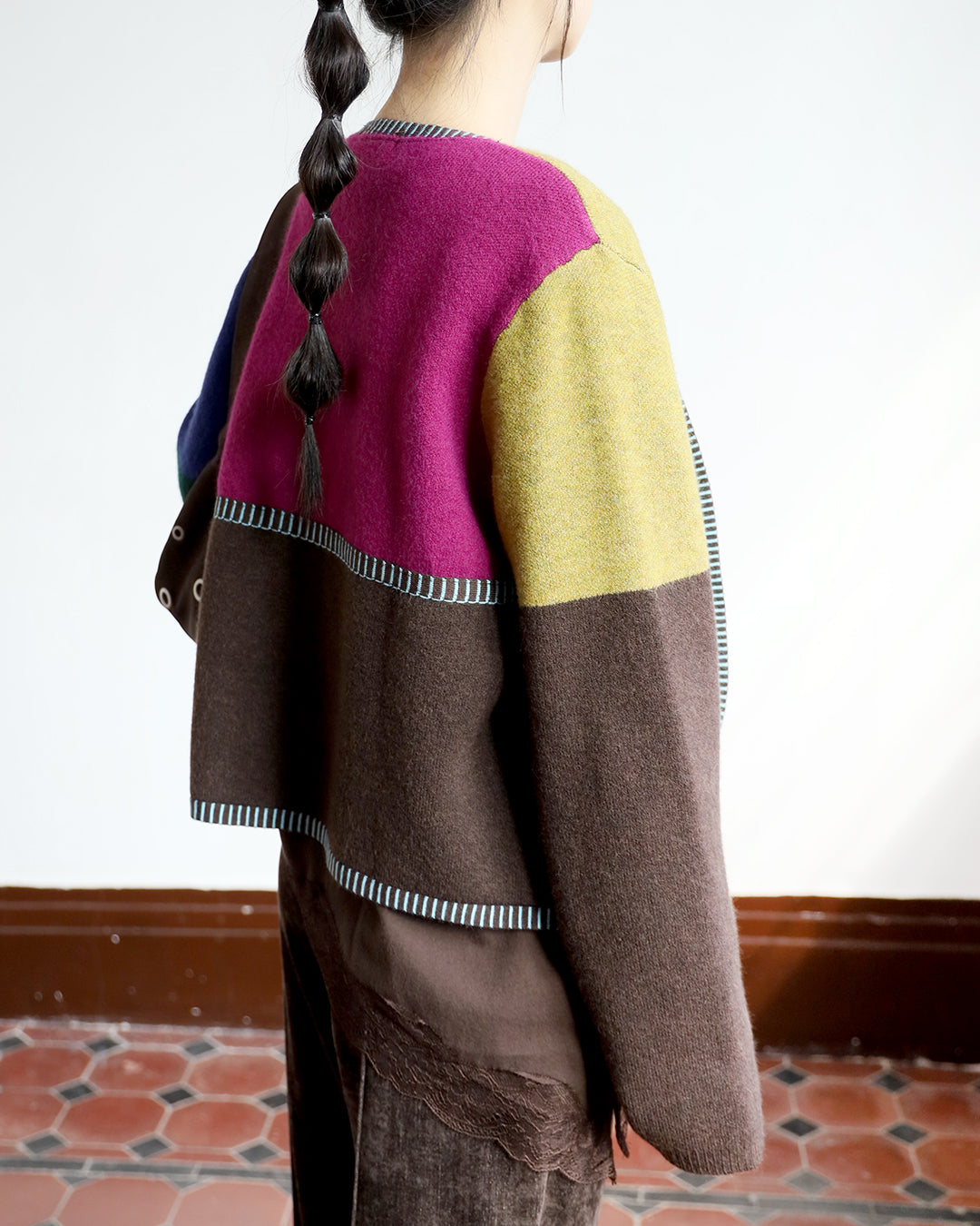Color Block Knitted Outer