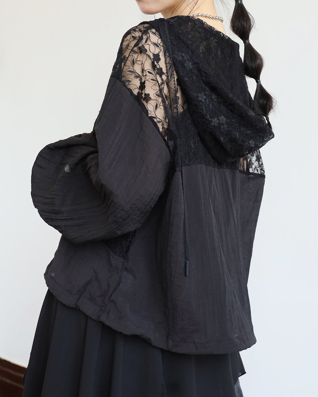 Lace Inserted Hooded Outer