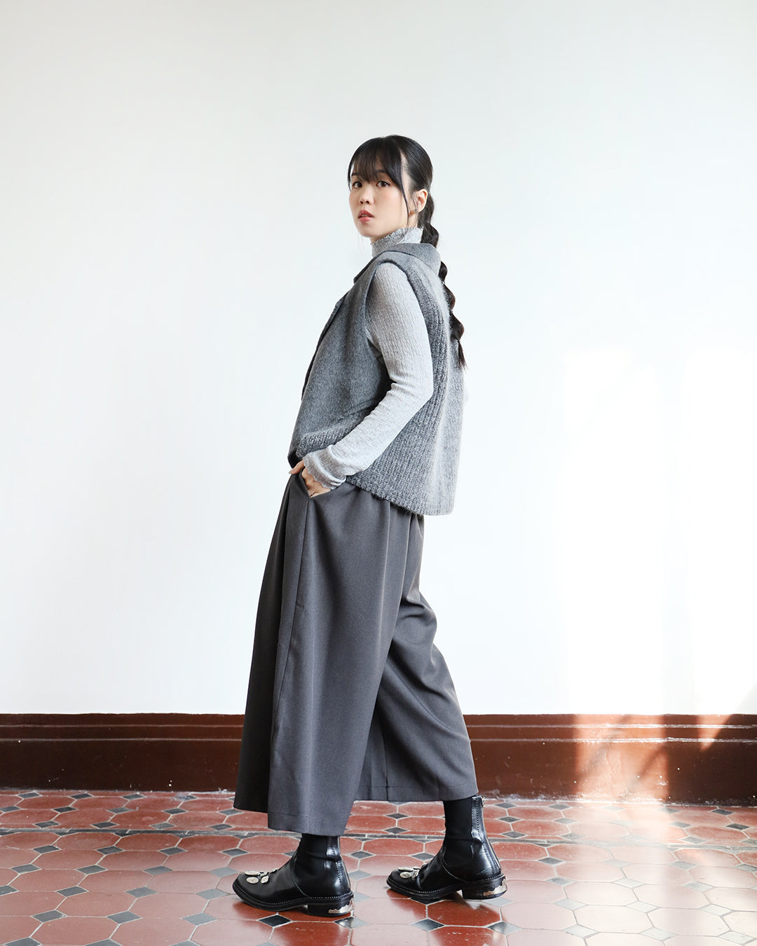 Mix Fabric Cashmere Vest (3 color)