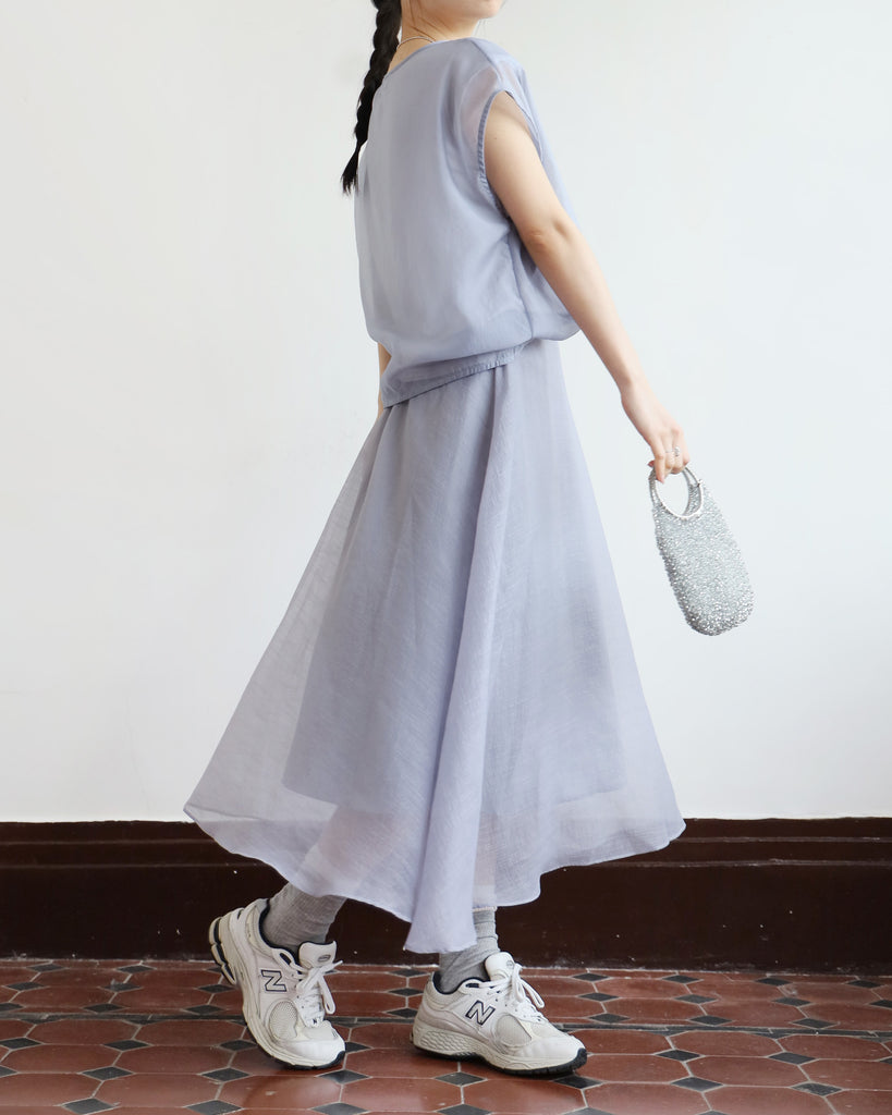 Mesh Layer Skater Skirt (2 colors)