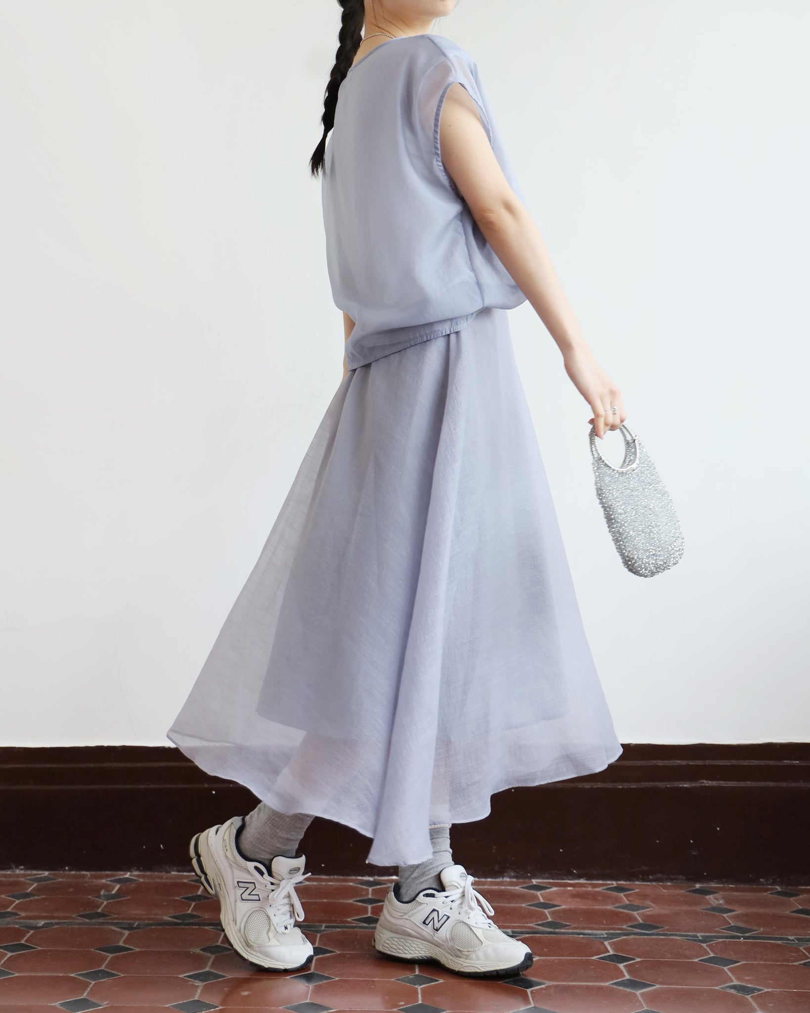 Mesh Layer Skater Skirt (2 colors)