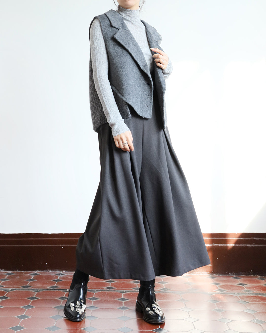 Mix Fabric Cashmere Vest (3 color)