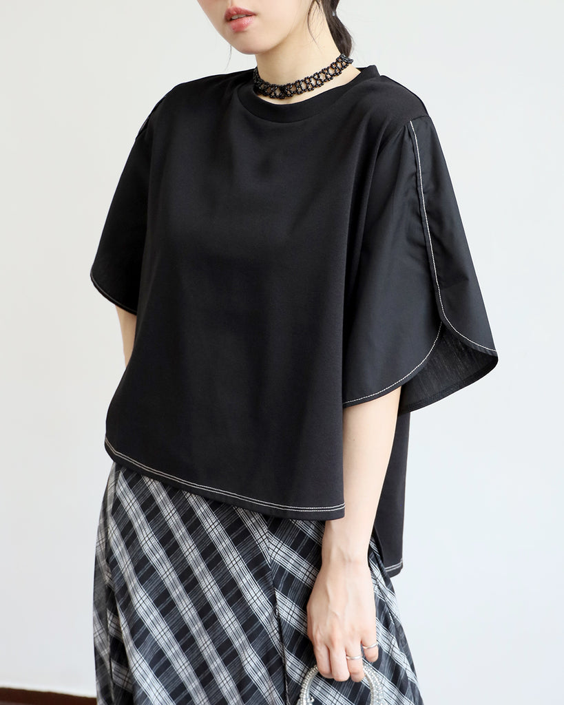 JAPAN BRAND - Mix Fabric Top (4 color)