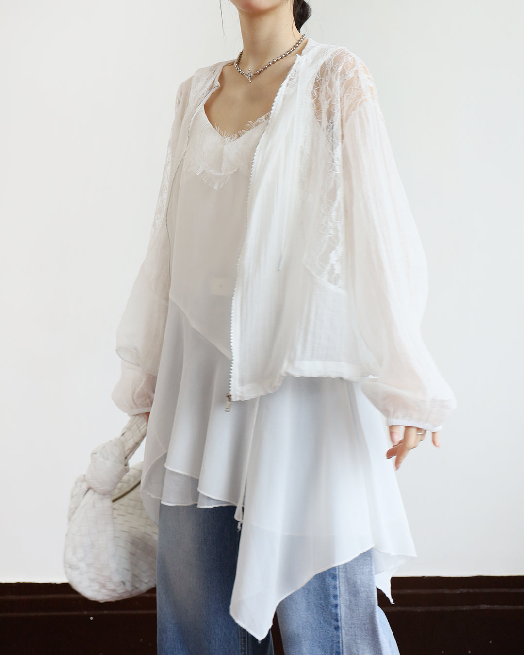 Lace Inserted Hooded Outer