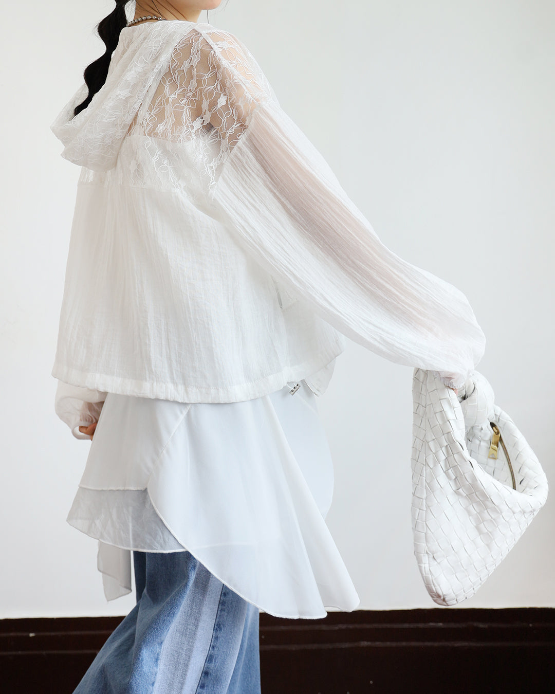 Lace Inserted Hooded Outer