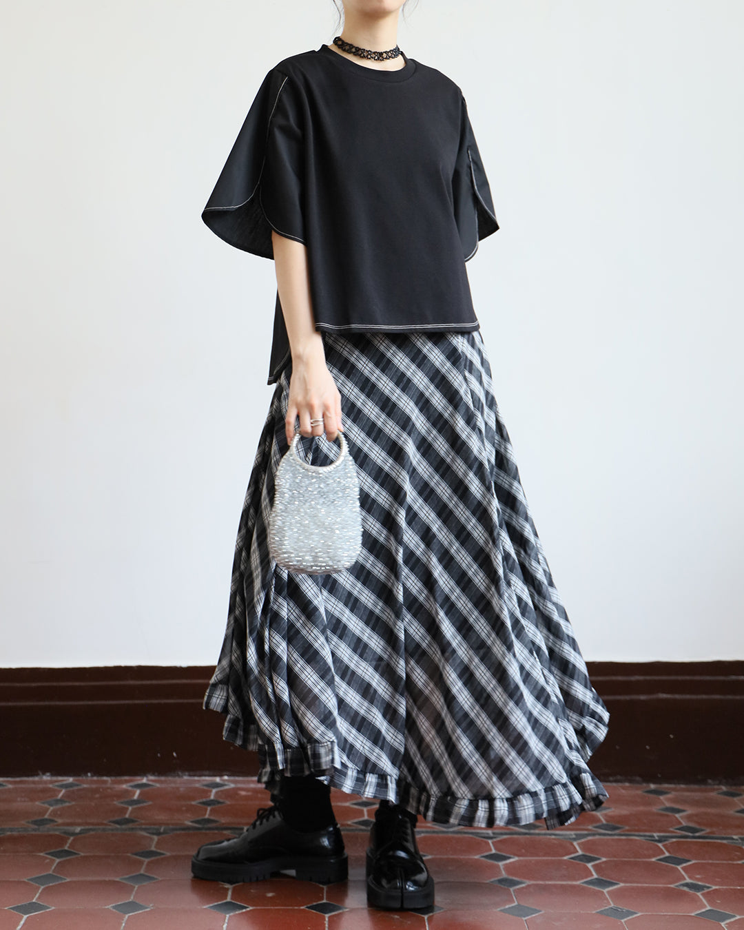 JAPAN BRAND - Mix Fabric Top (4 color)