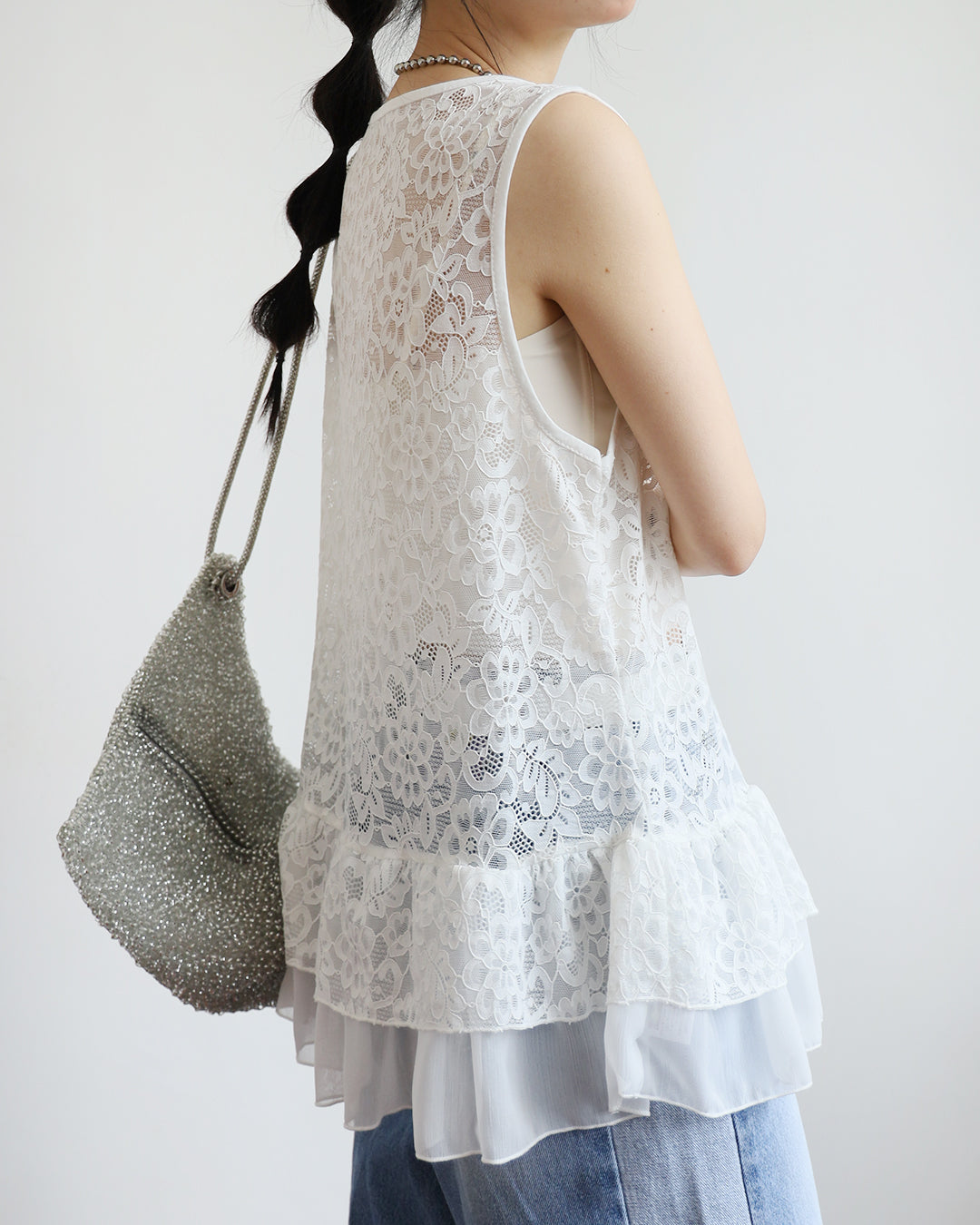 Peplum Hem Lace Vest (2 colors)