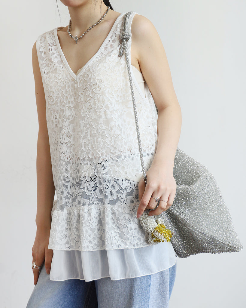 Peplum Hem Lace Vest (2 colors)