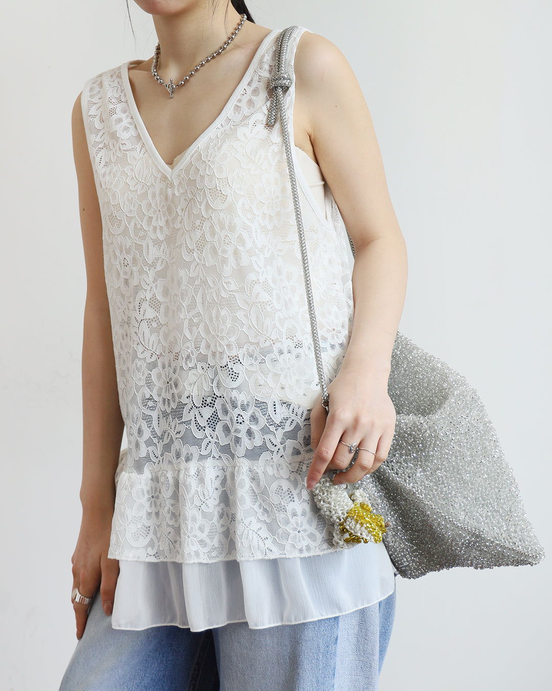 Peplum Hem Lace Vest (2 colors)