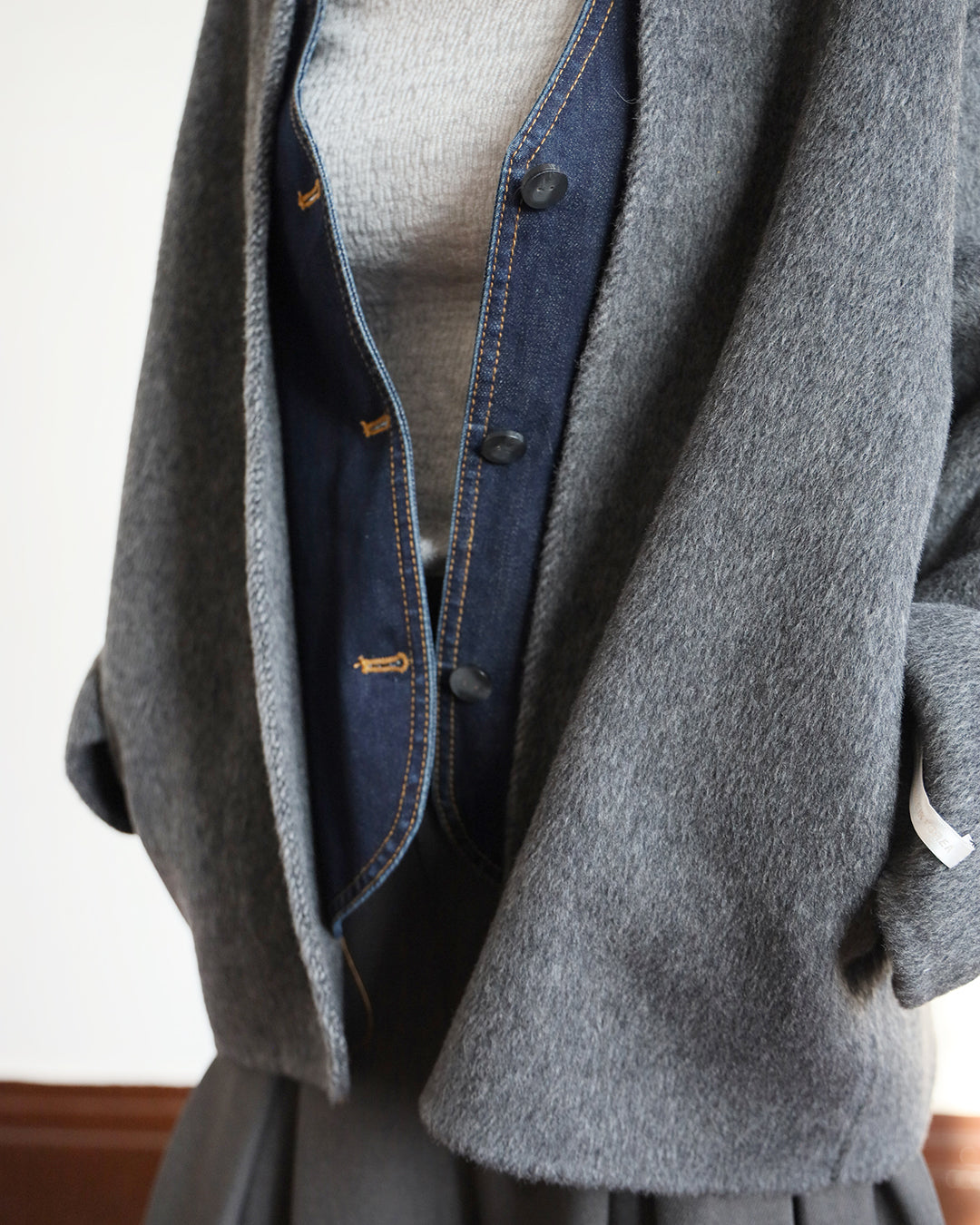 Denim Trim Cashmere Jacket