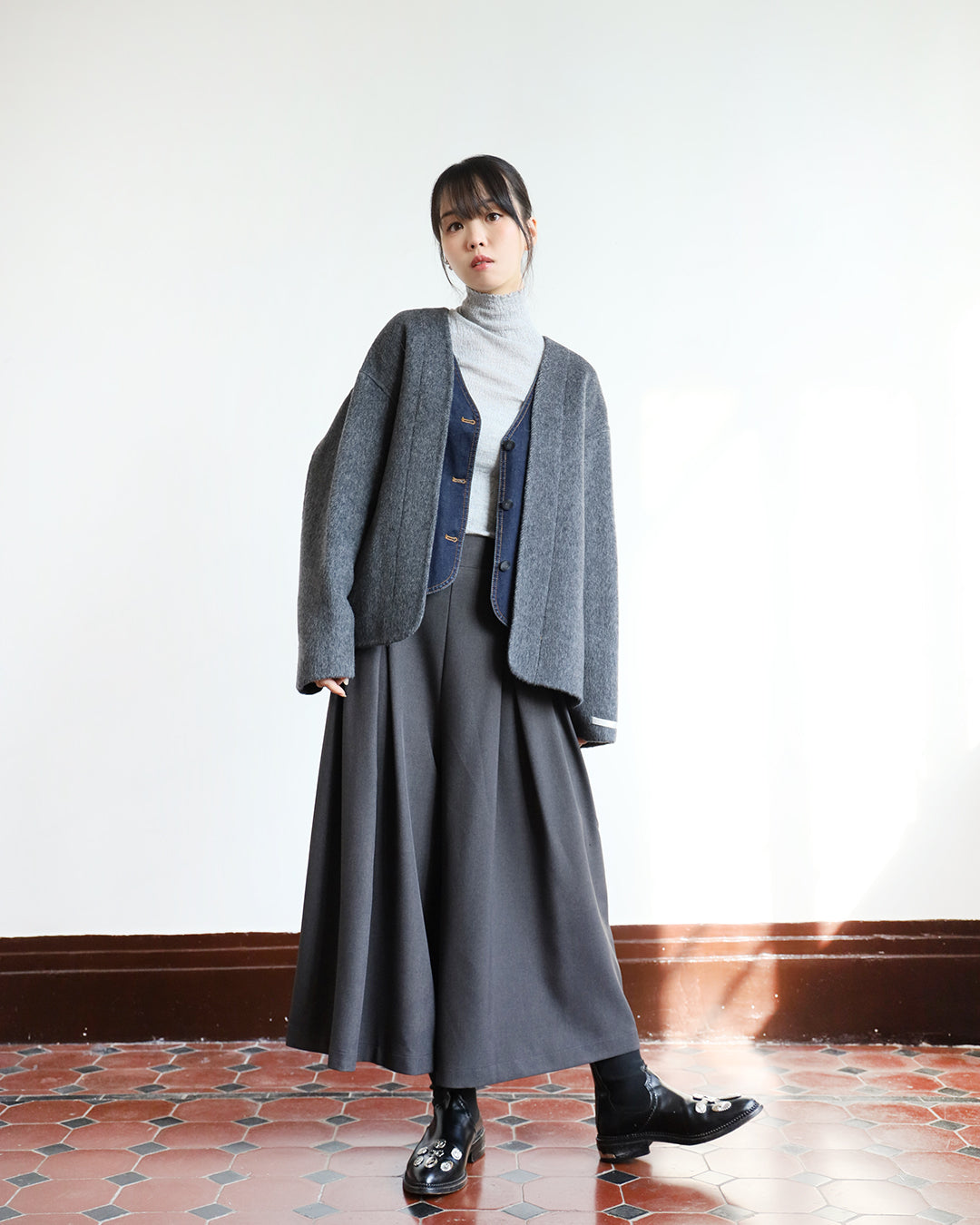 Front Pleated Crop Culottes (3 color)