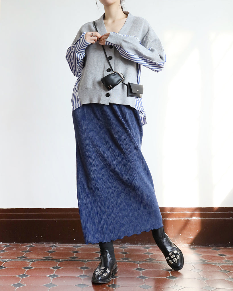 Crinkle Velvet Pencil Skirt (6 color)