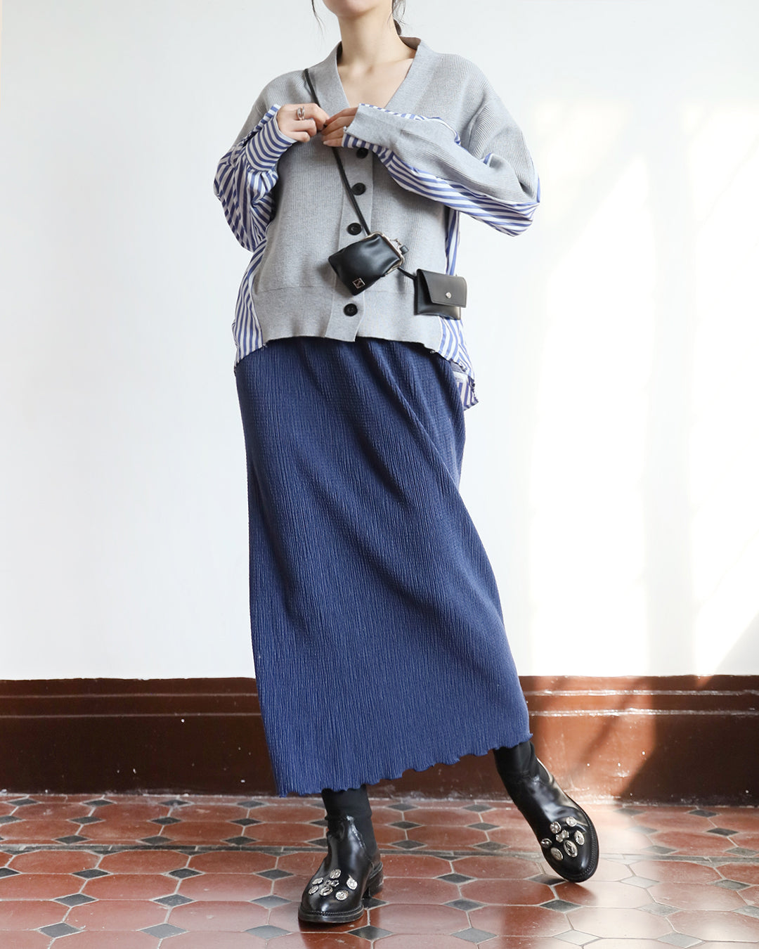 Crinkle Velvet Pencil Skirt (6 color)