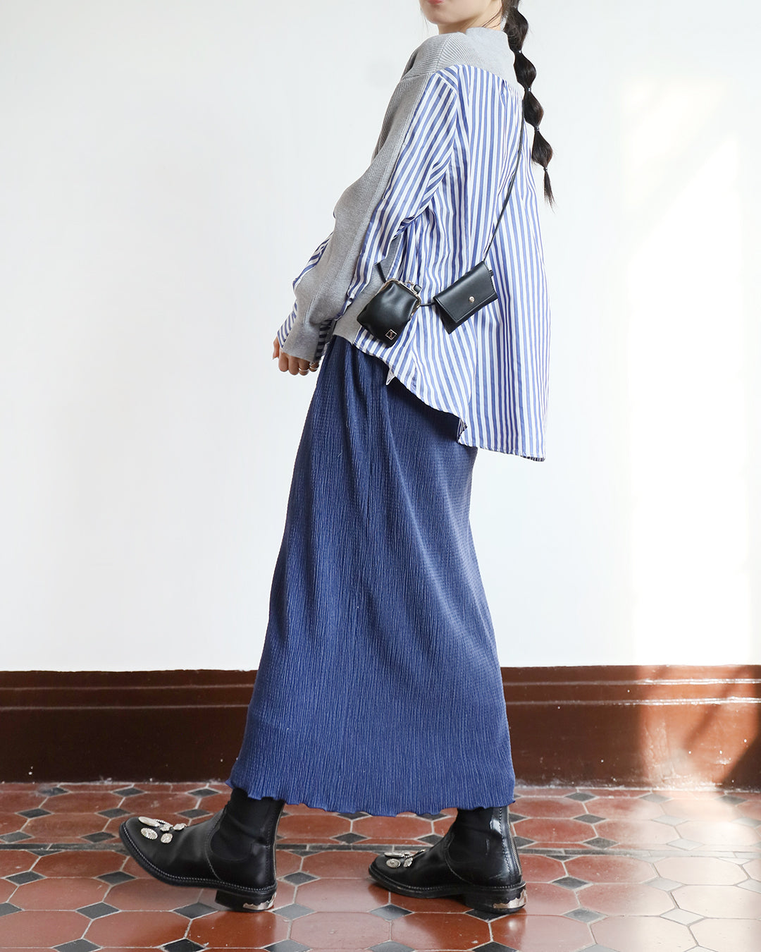 Crinkle Velvet Pencil Skirt (6 color)