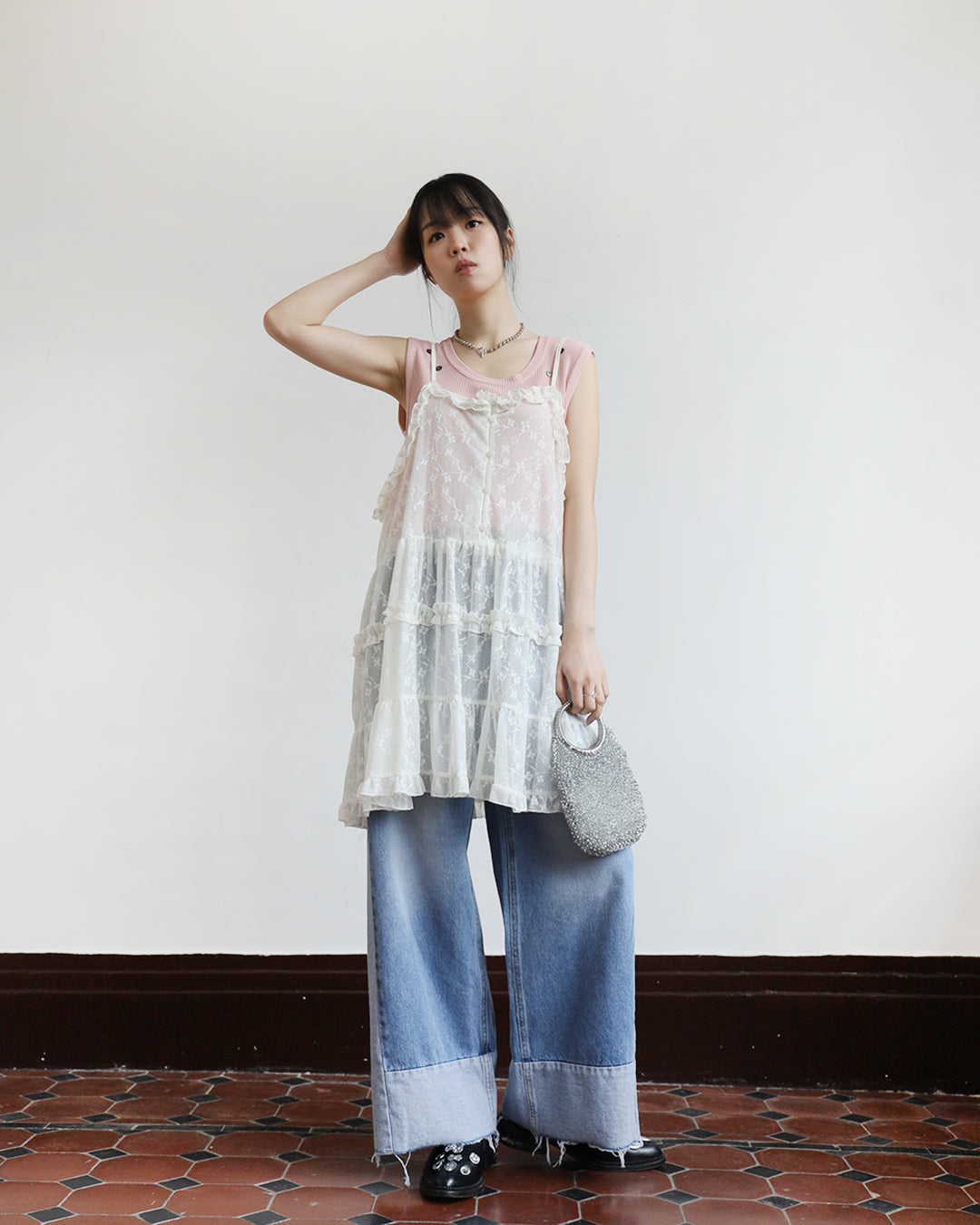 Wide Leg Patch Jeans (Size S-XL)