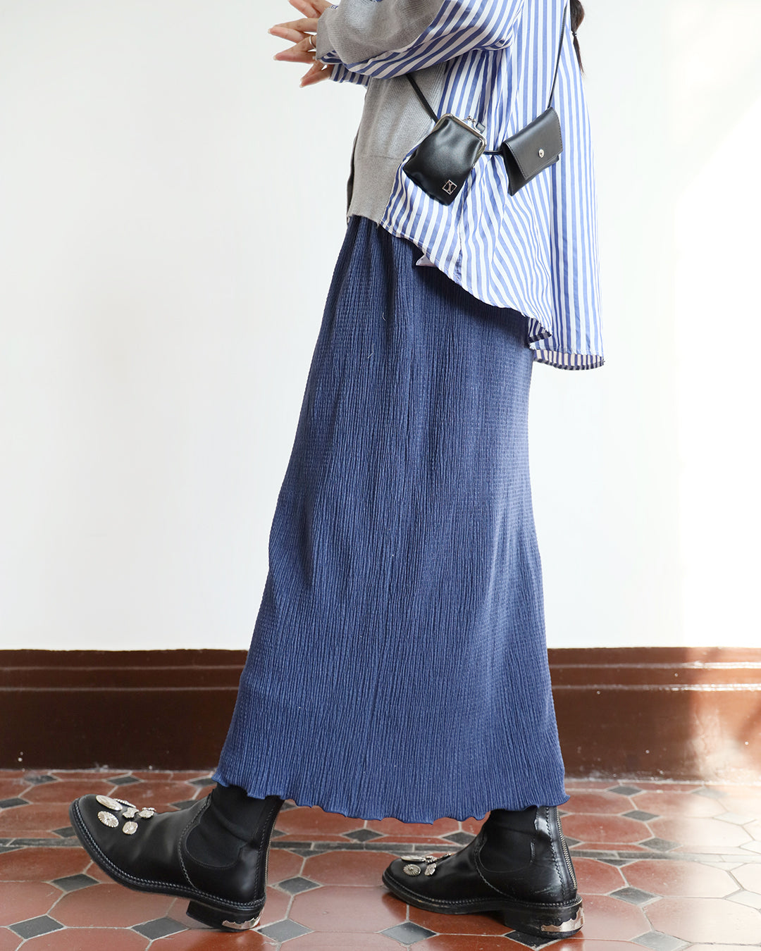 Crinkle Velvet Pencil Skirt (6 color)