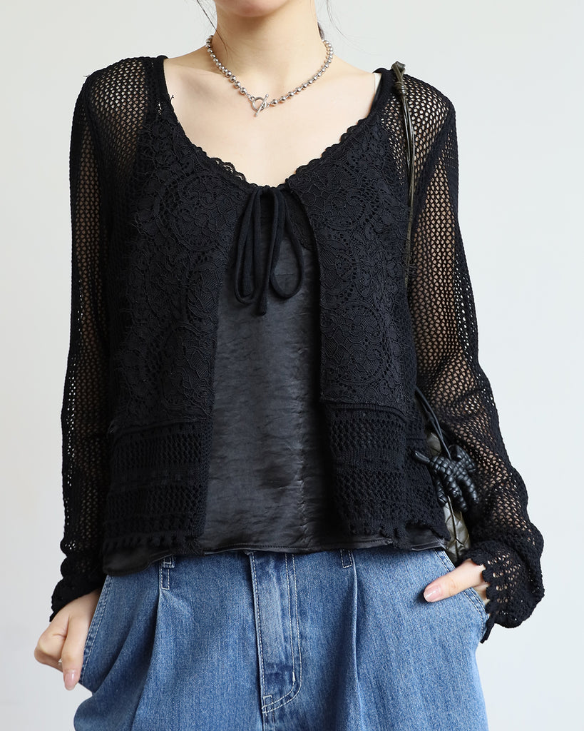 Lace Details Crochet Outer