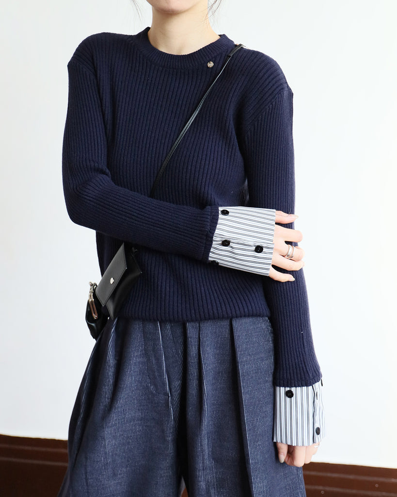 Striped Cuff Knit Top (3 color)
