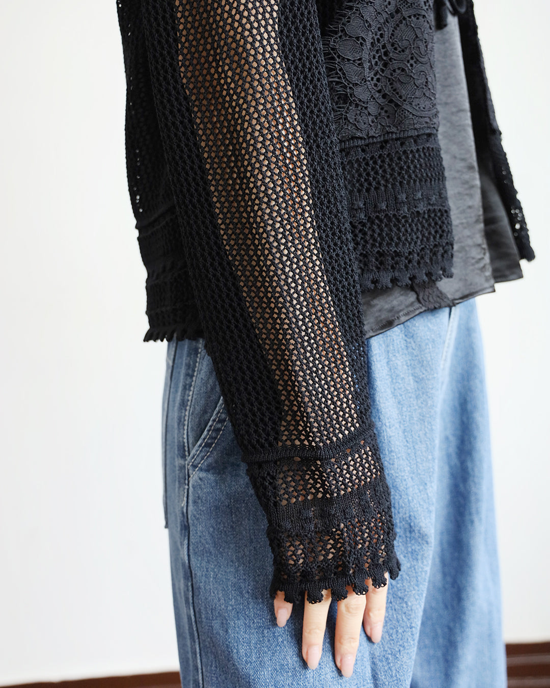 Lace Details Crochet Outer