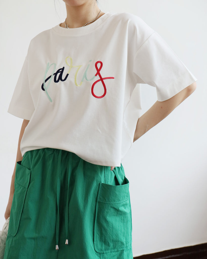 Embroidered Lettering Tee (2 colors)