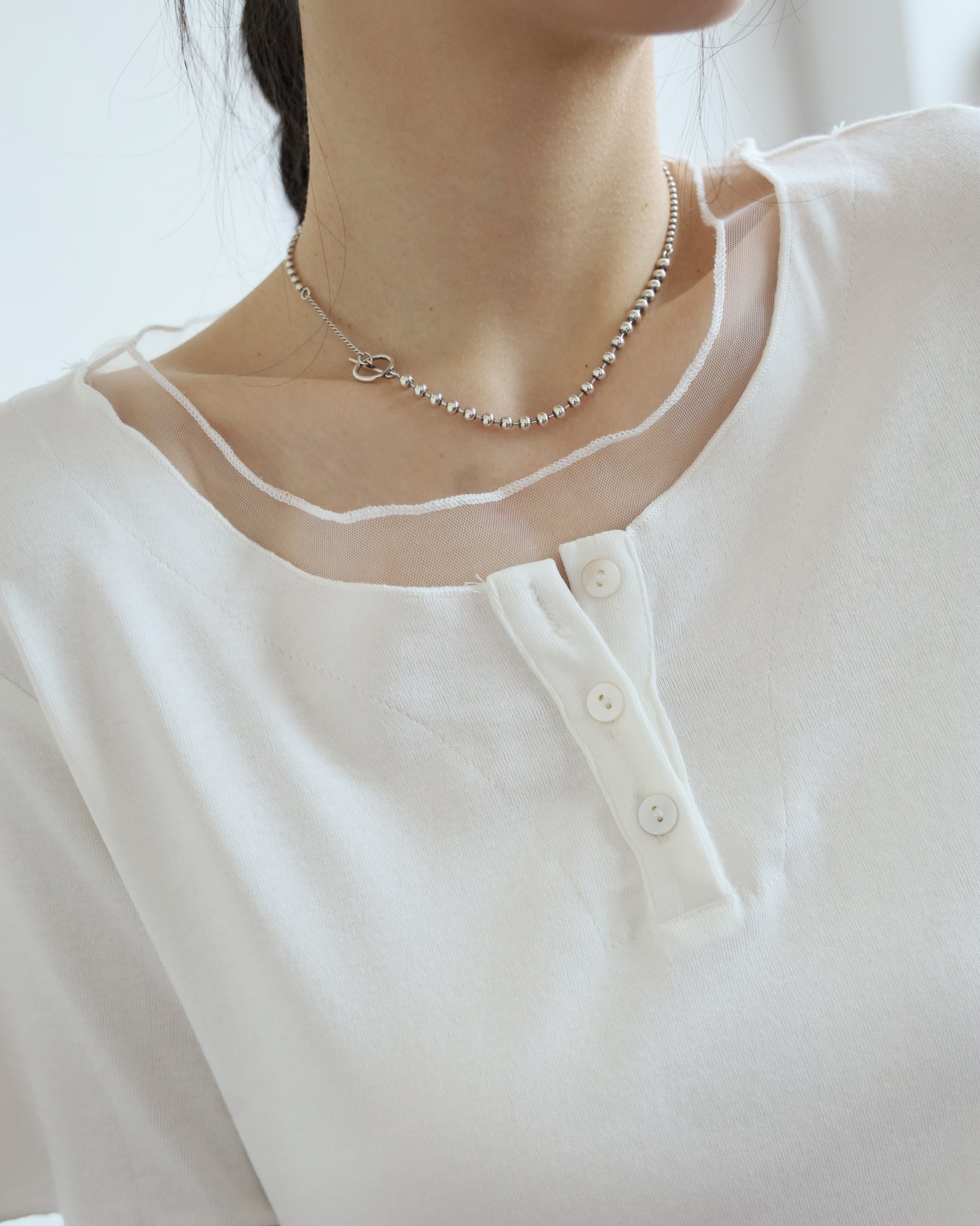 Mesh Trim Henley Top (4 colors)