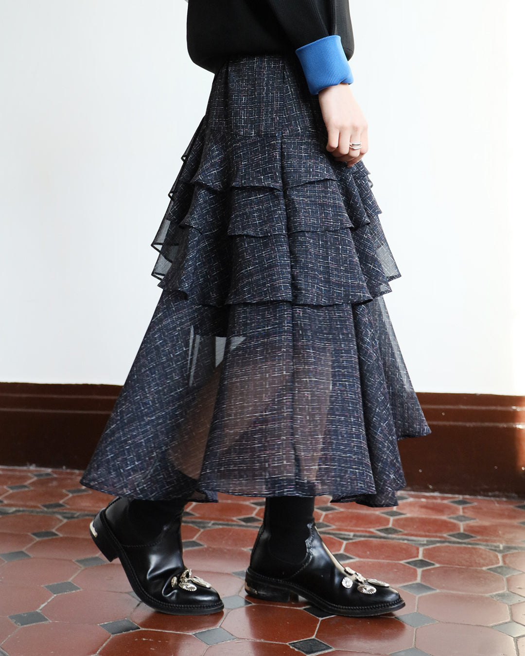 Pattern Ruffle Layer Skirt (2 color)