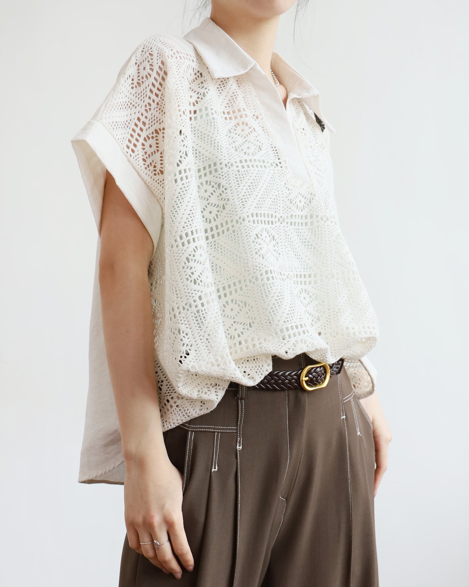 Ruched Lace Blouse (2 colors)